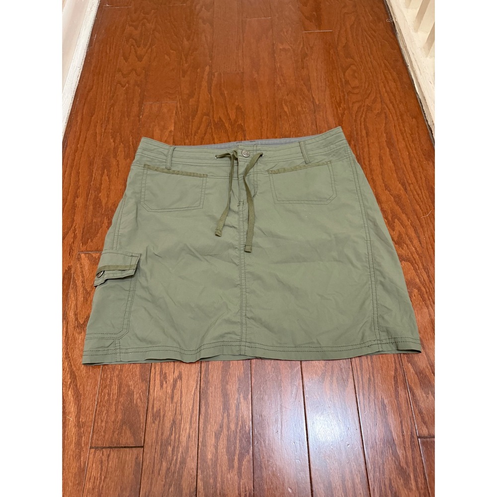 REI Co-op Womens Size 8 Olive Green Hiking Cargo Skort Nylon Spandex Drawstring